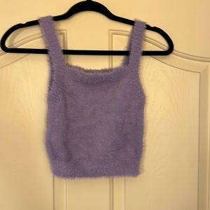 Purple fuzzy crop top